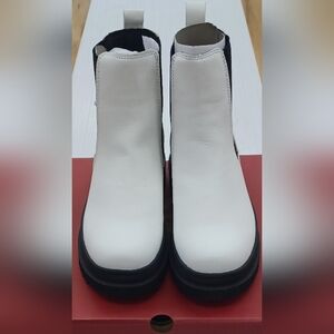 White Women's Leather Ankle Boots